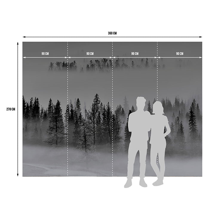 Фототапет Премиум 375/270 см Мъглива борова гора