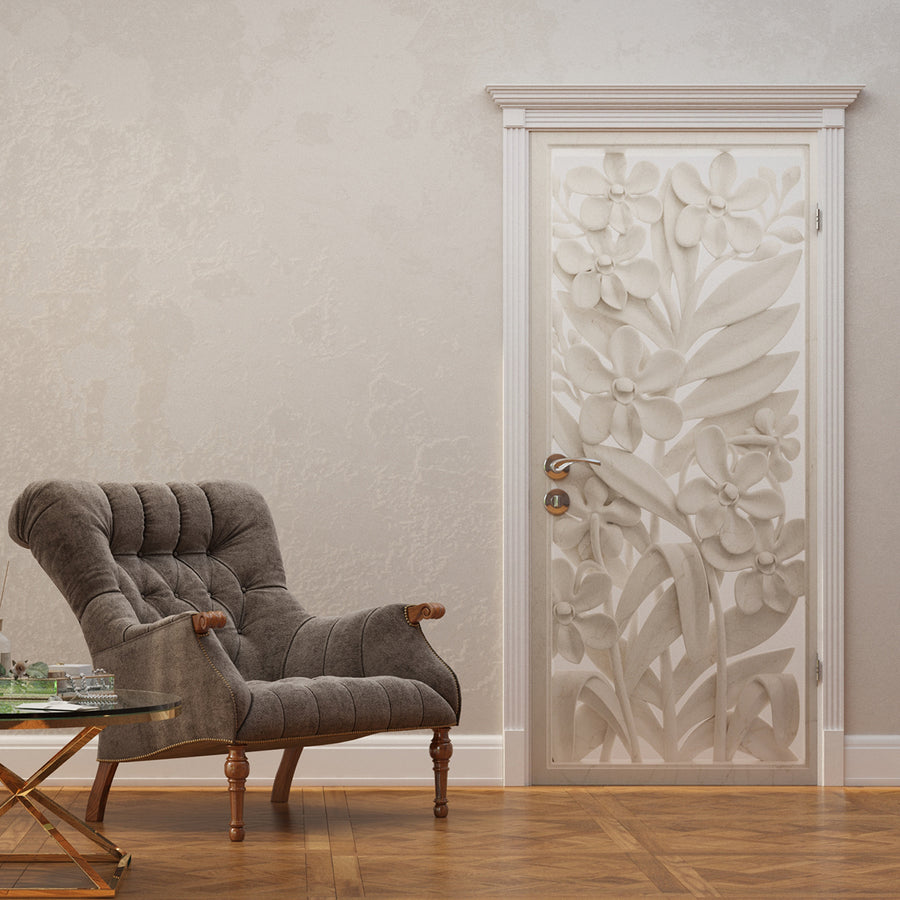 Фототапет Премиум 90/202 см Гипсови цветя вертикал