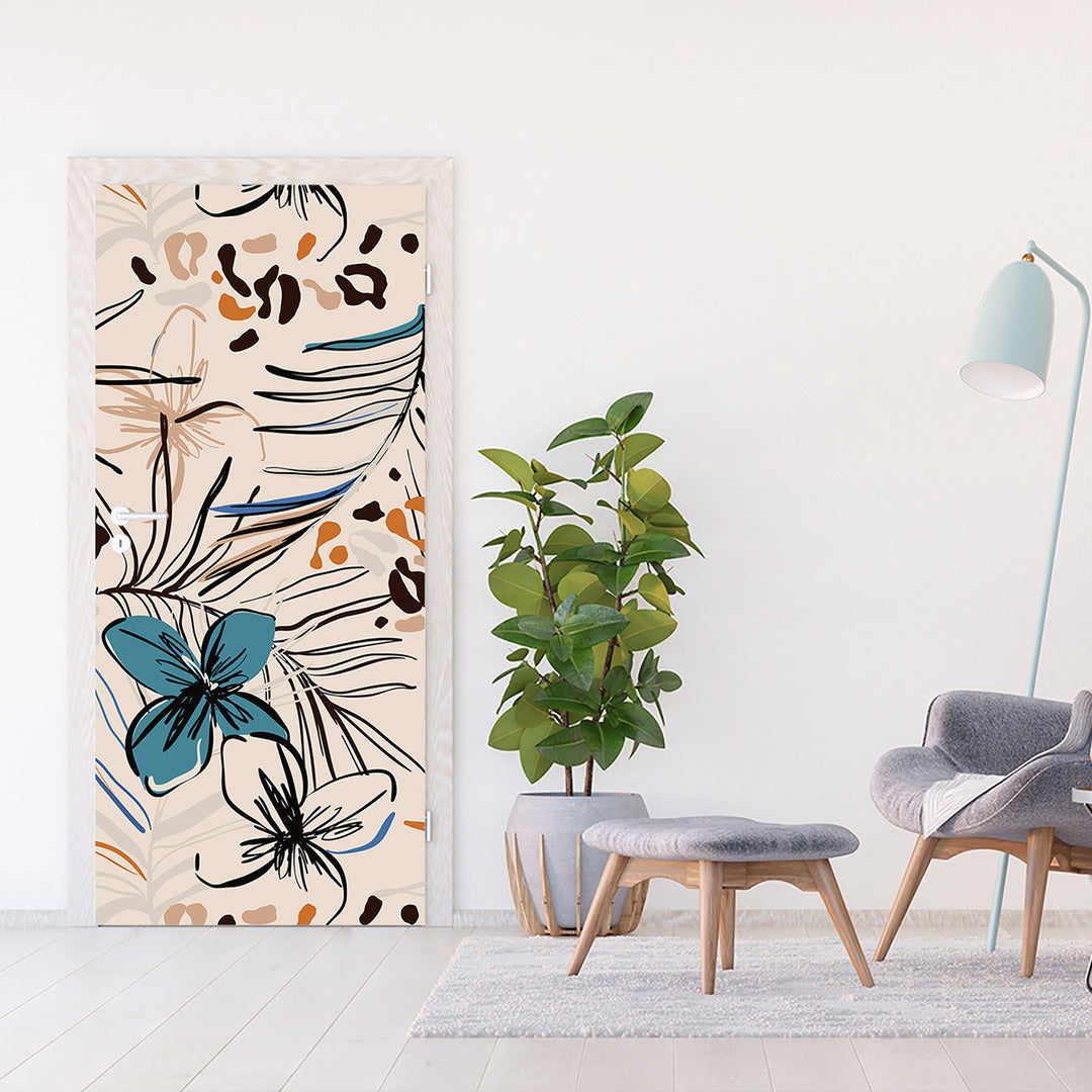 Фототапет Премиум 90/202 см Графични цветя вертикал