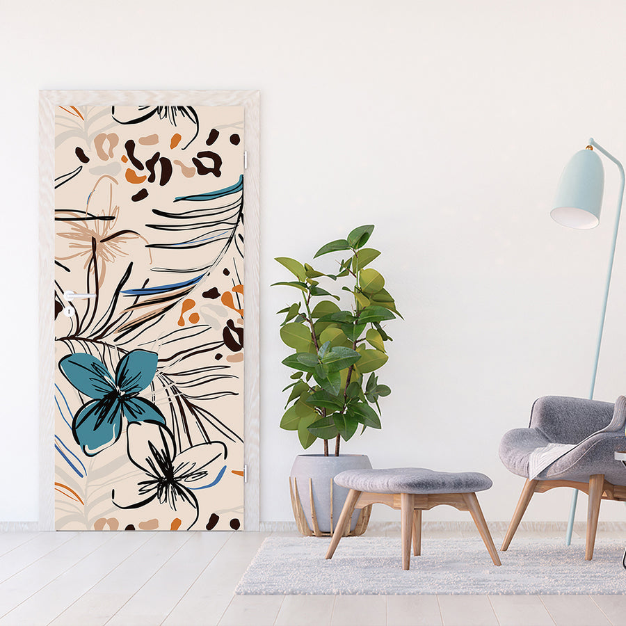 Фототапет Премиум 90/202 см Графични цветя вертикал