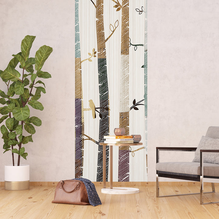 Фототапет Премиум 90/270 см Графични дървета вертикал