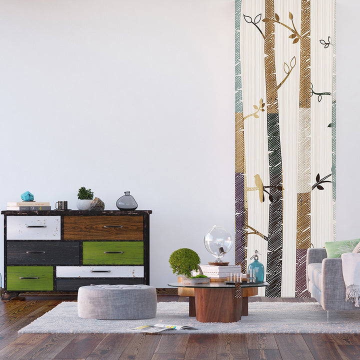 Фототапет Премиум 90/270 см Графични дървета вертикал