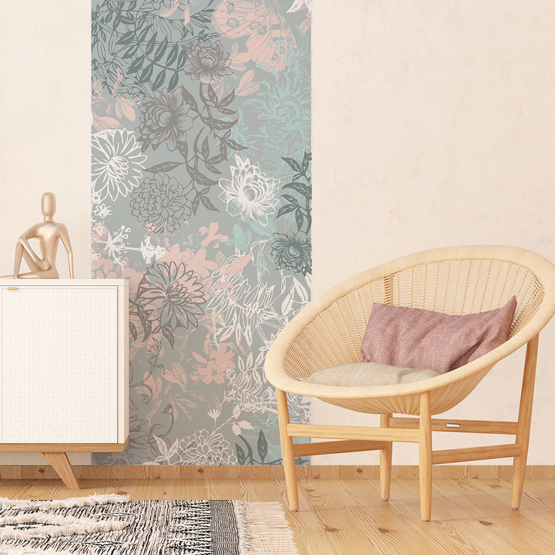 Фототапет Премиум 90/270 см Цветя сиво вертикал