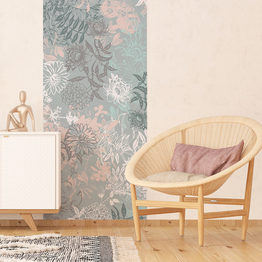 Фототапет Премиум 90/270 см Цветя сиво вертикал