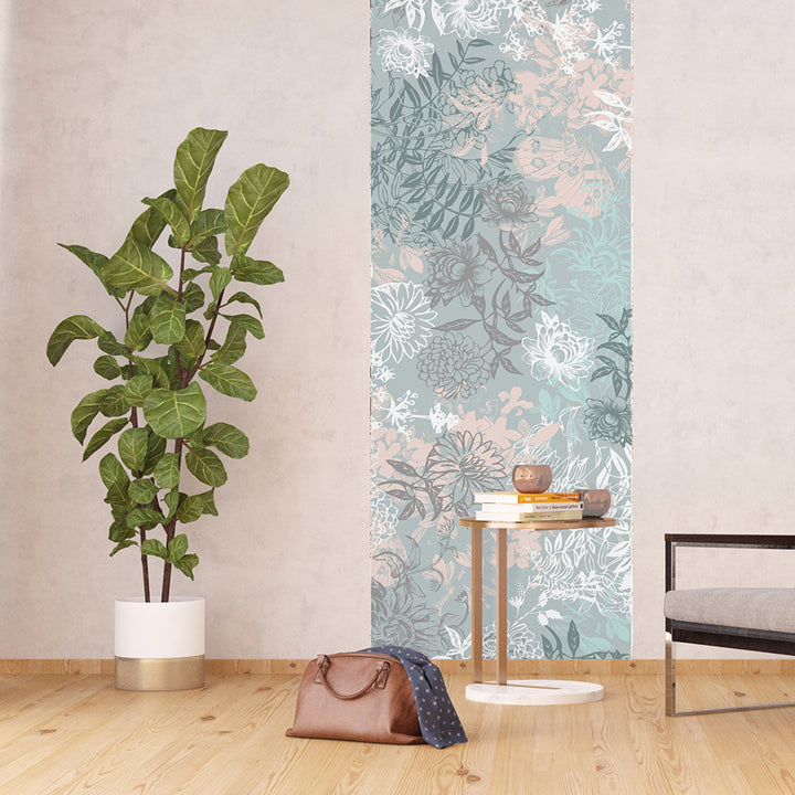 Фототапет Премиум 90/270 см Цветя сиво вертикал