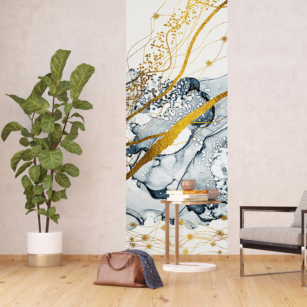 Фототапет Премиум 90/270 см Абстракт в злато и синьо вертикал