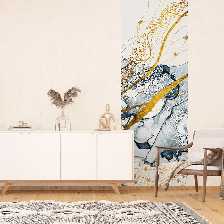 Фототапет Премиум 90/270 см Абстракт в злато и синьо вертикал