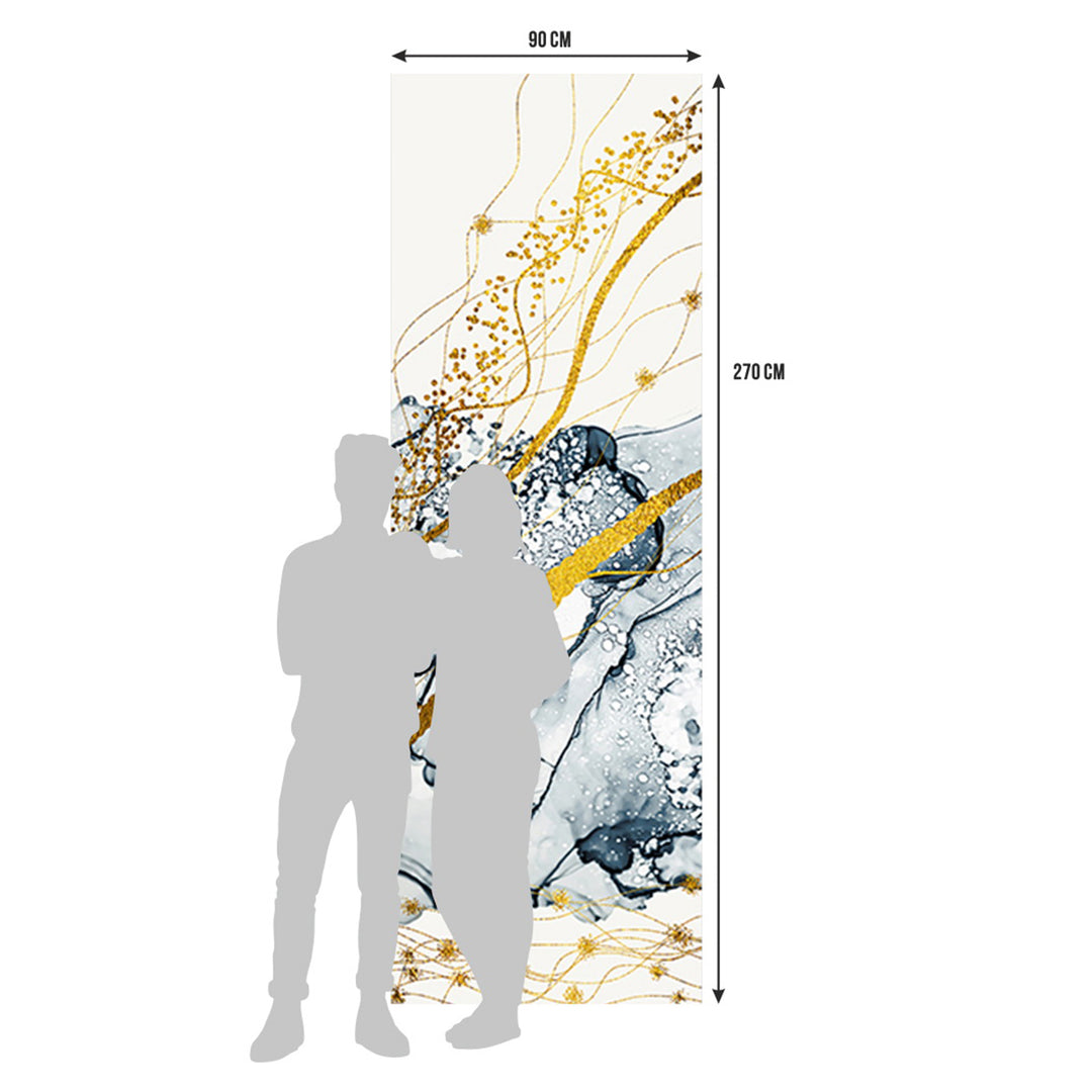 Фототапет Премиум 90/270 см Абстракт в злато и синьо вертикал