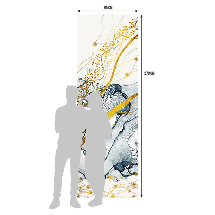Фототапет Премиум 90/270 см Абстракт в злато и синьо вертикал