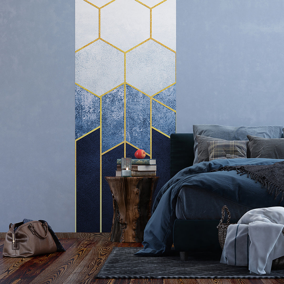 Фототапет Премиум 90/270 см Пчелна пита синьо вертикал