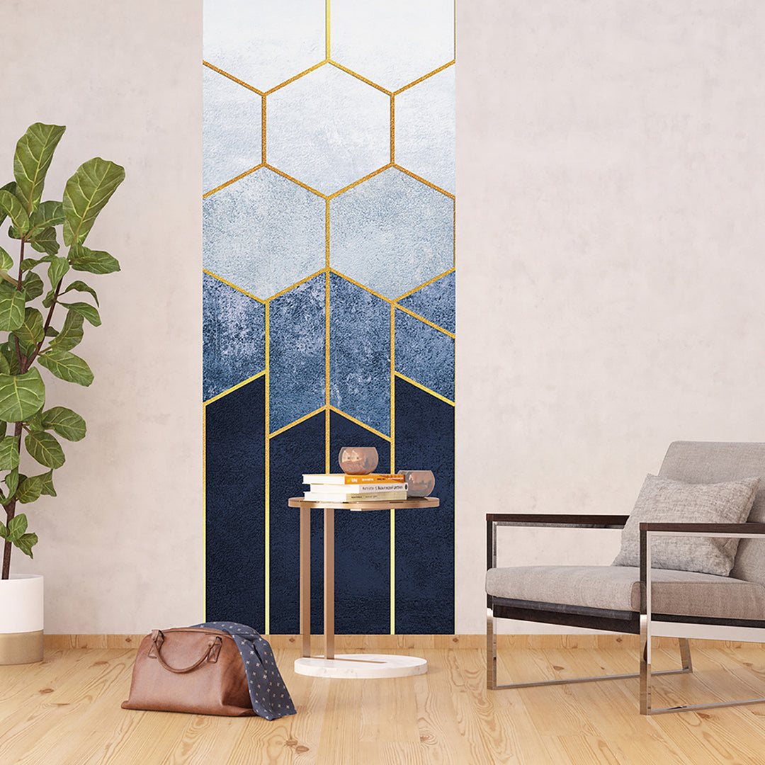 Фототапет Премиум 90/270 см Пчелна пита синьо вертикал