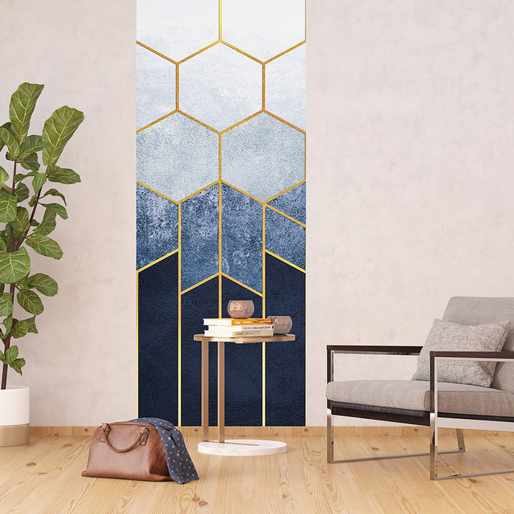 Фототапет Премиум 90/270 см Пчелна пита синьо вертикал