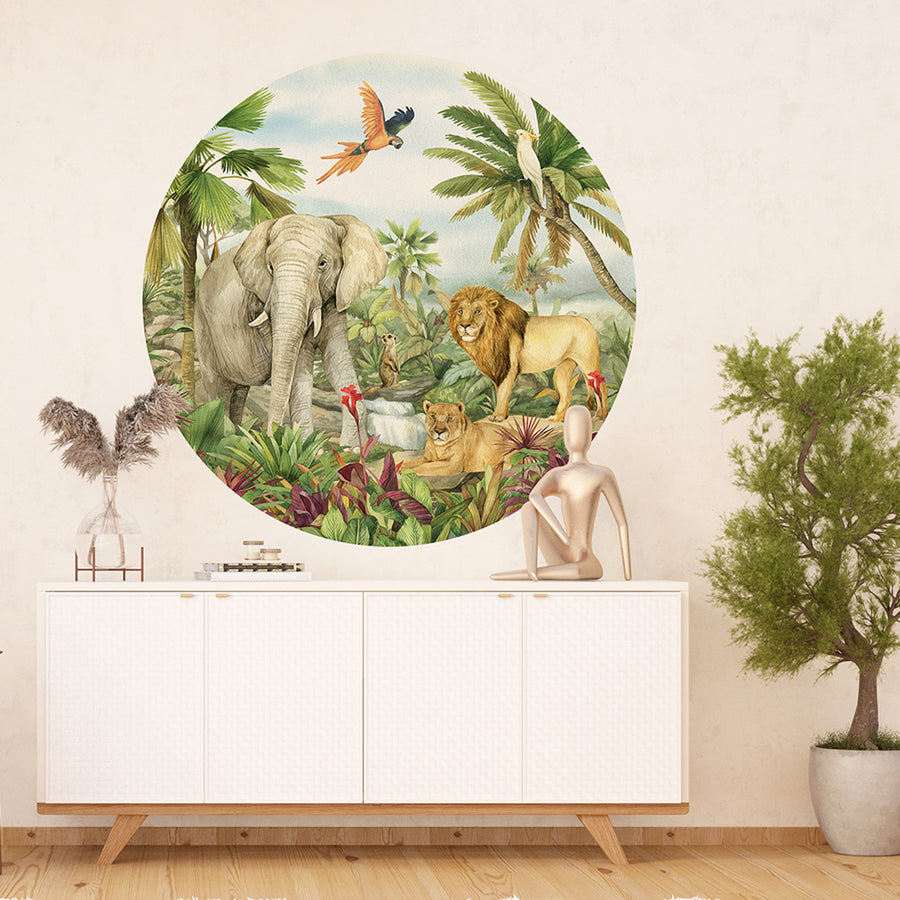 Детски Фототапет Стандарт 125/125 см флис Джунгла кръг Кръг