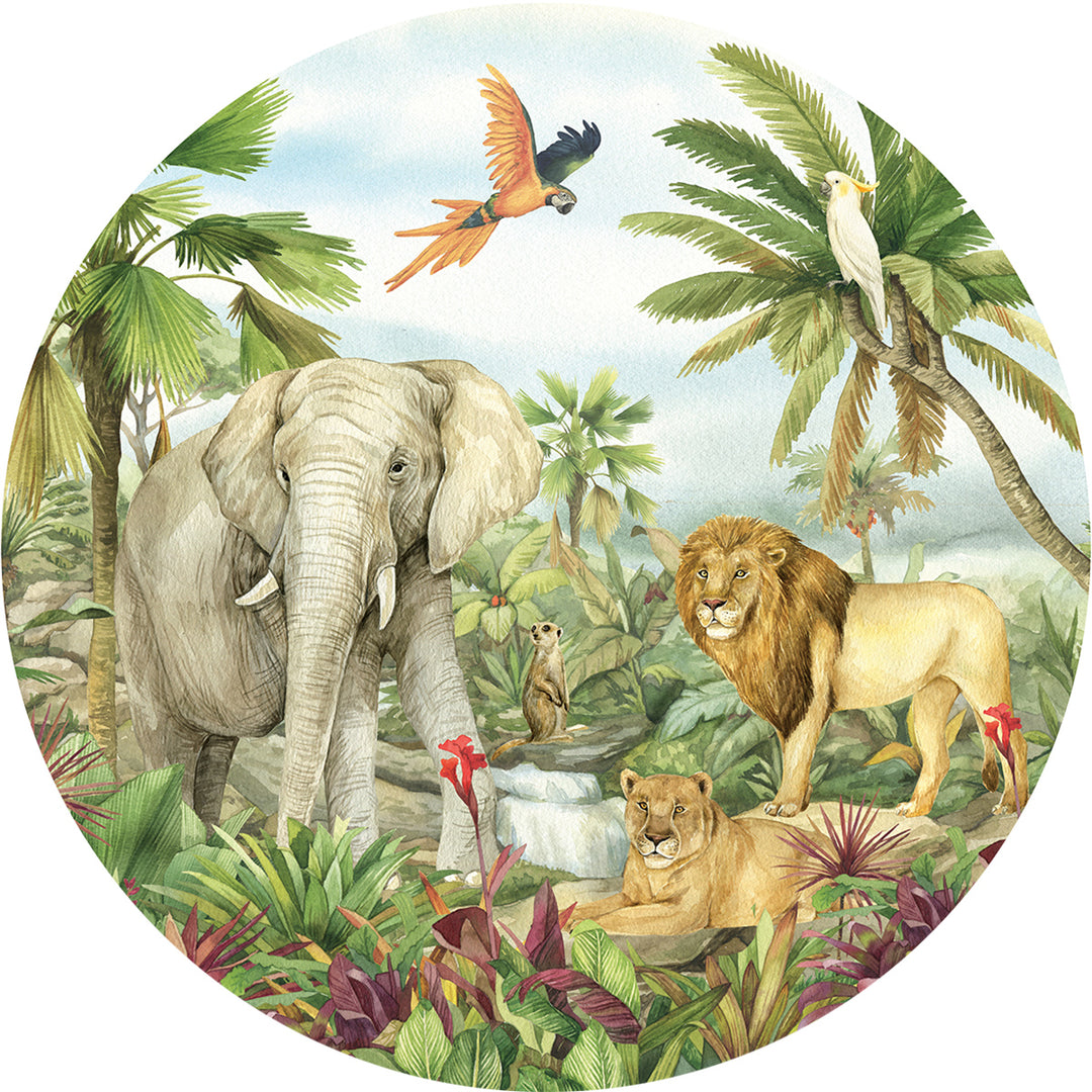 Детски Фототапет Стандарт 125/125 см флис Джунгла кръг Кръг
