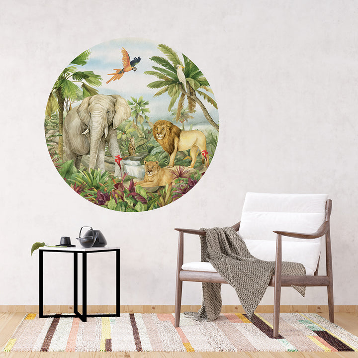 Детски Фототапет Стандарт 125/125 см флис Джунгла кръг Кръг