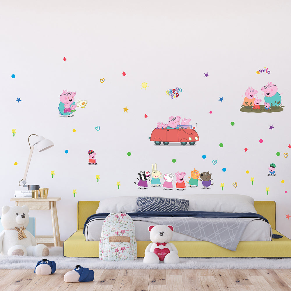 Дестки Стикер Дисни 65/85 см Прасето Пепа в колата