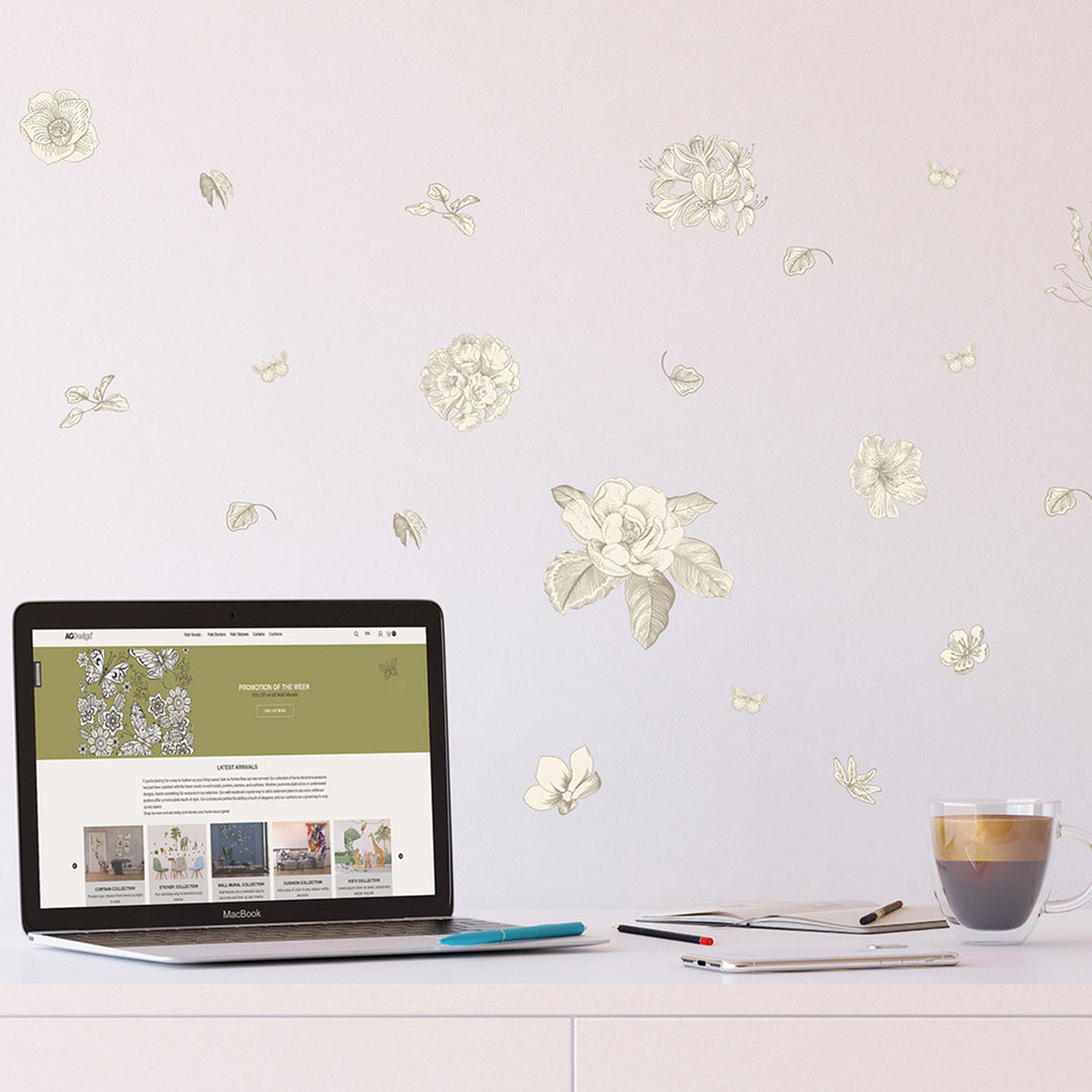 Стикер Графични цветя 30/30 см