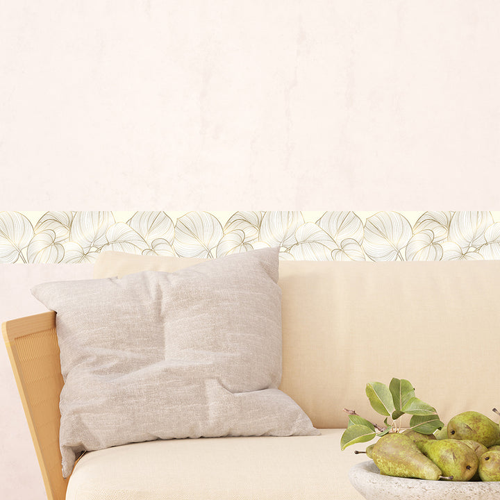 Самозалепващ фриз Листа златен контур 138/500 см