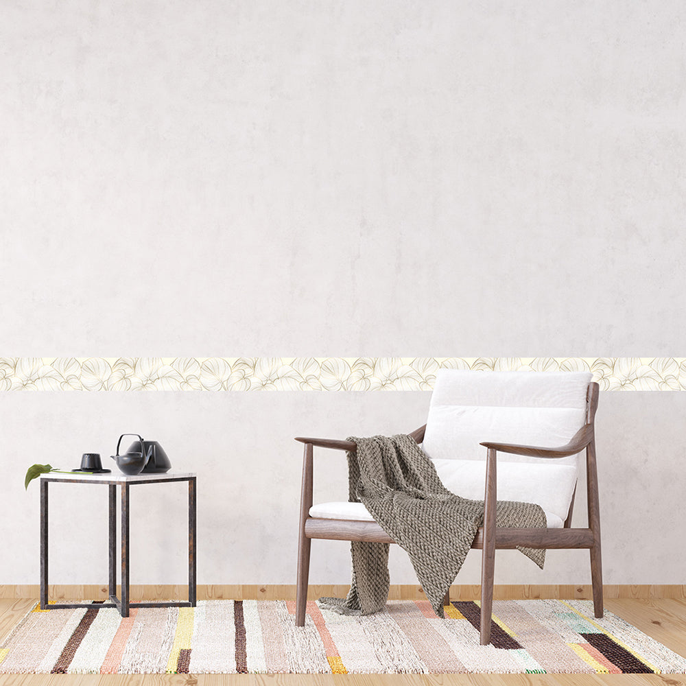 Самозалепващ фриз Листа златен контур 138/500 см