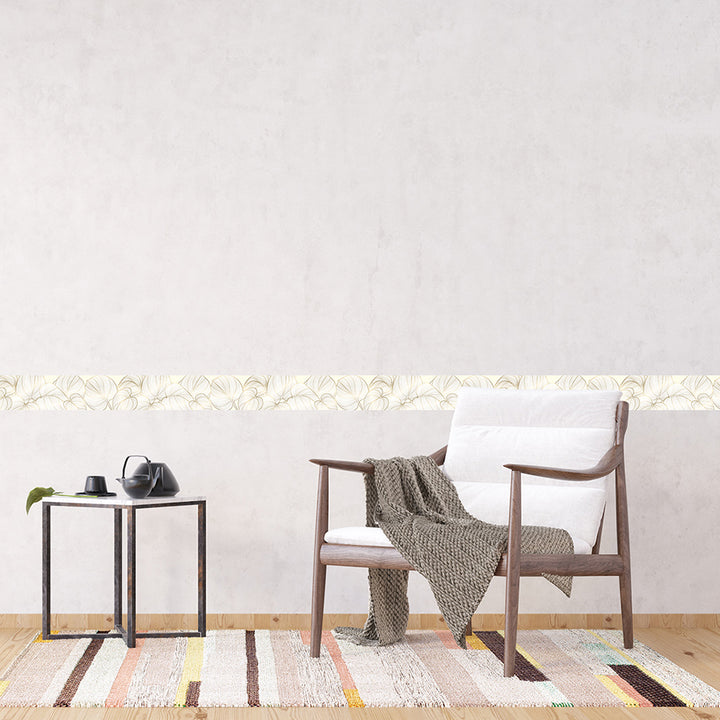 Самозалепващ фриз Листа златен контур 138/500 см