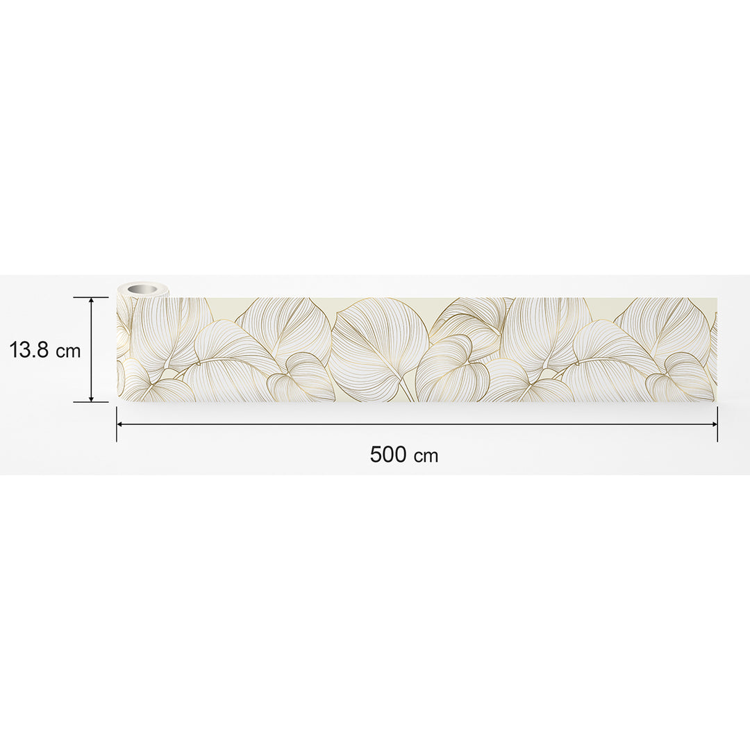 Самозалепващ фриз Листа златен контур 138/500 см