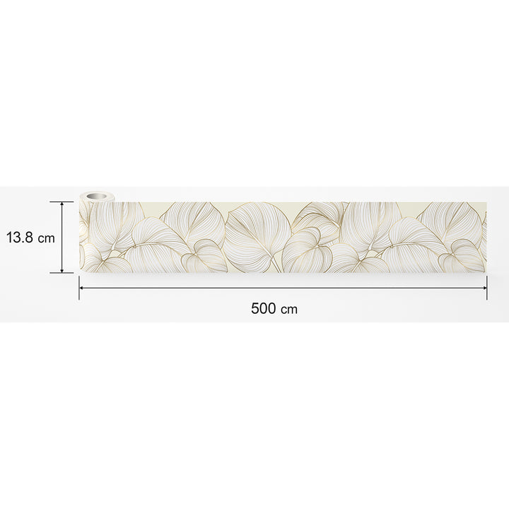 Самозалепващ фриз Листа златен контур 138/500 см