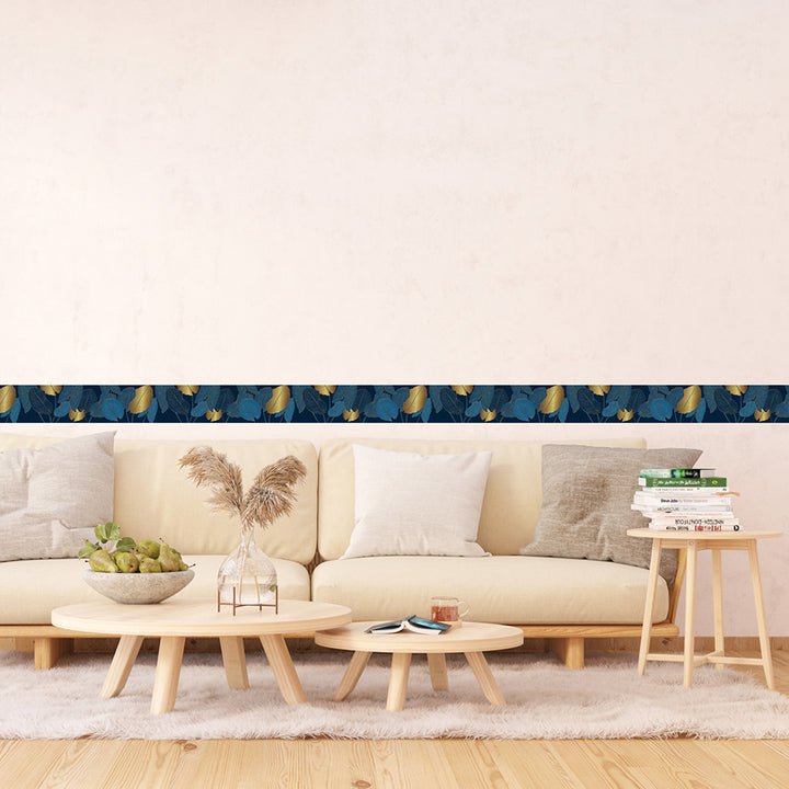 Самозалепващ фриз Сини листа 138/500 см