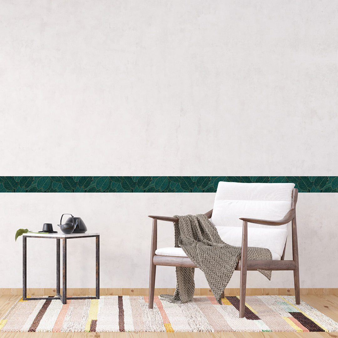 Самозалепващ фриз Нощни листа 138/500 см