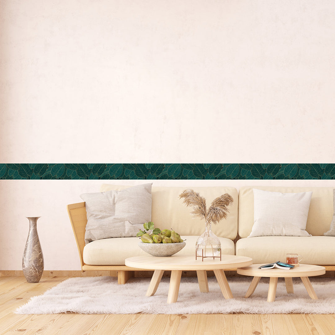 Самозалепващ фриз Нощни листа 138/500 см