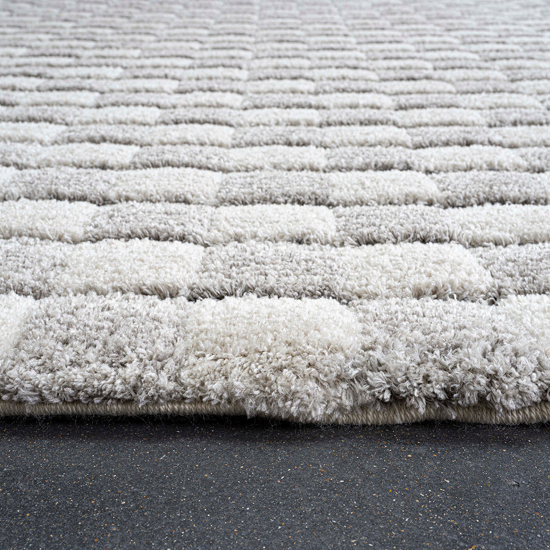 Пухкав шаги Килим Масаи Мозайка Кремаво Сиво Стандартен / 133х195 см