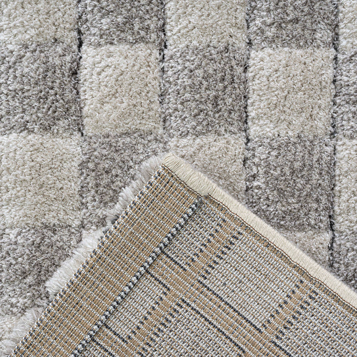 Пухкав шаги Килим Масаи Мозайка Кремаво Сиво Стандартен / 133х195 см