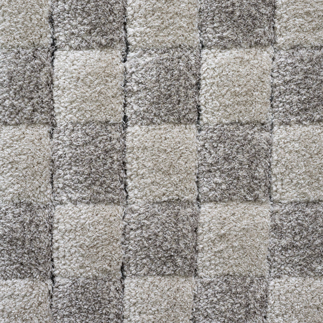 Пухкав шаги Килим Масаи Мозайка Кремаво Сиво Стандартен / 133х195 см