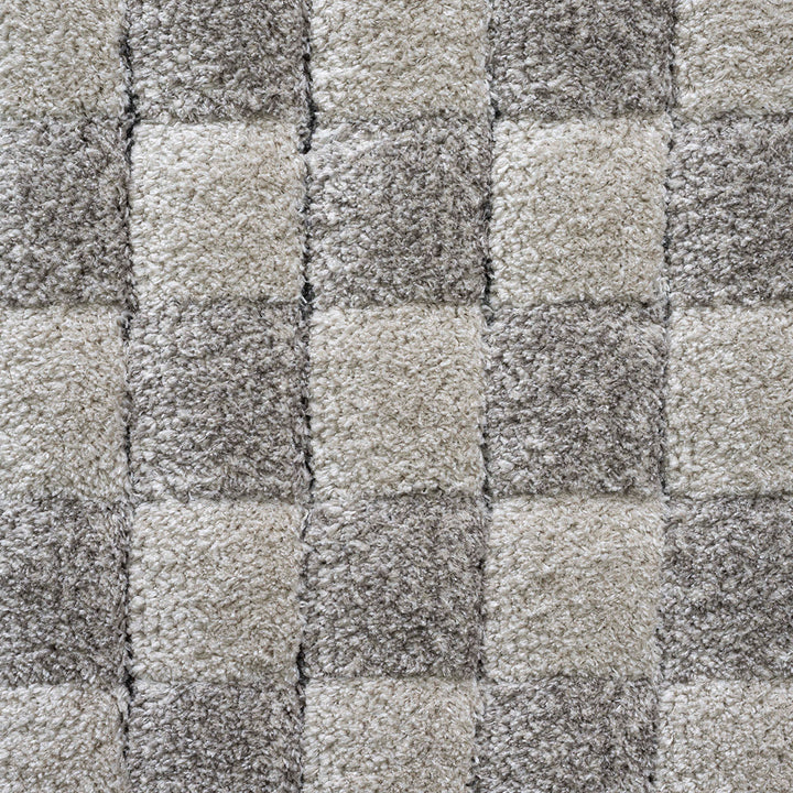 Пухкав шаги Килим Масаи Мозайка Кремаво Сиво Стандартен / 133х195 см