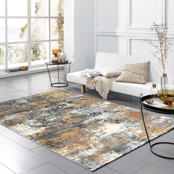 Релефен Килим Каньон Оранж Преливащо Сиво Стандартен / 133х195 см