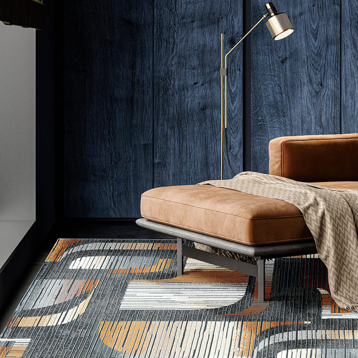 Релефен Килим Каньон Оранжеви Фигури Сиво Стандартен / 133х195 см