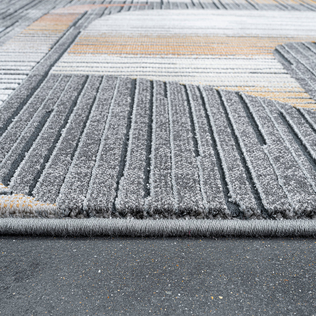 Релефен Килим Каньон Оранжеви Фигури Сиво Стандартен / 133х195 см