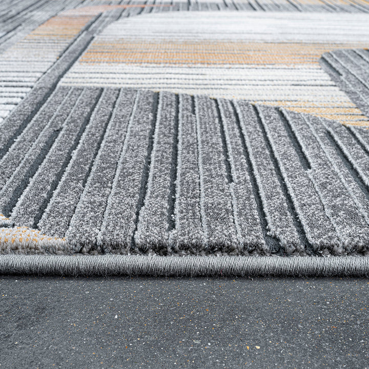 Релефен Килим Каньон Оранжеви Фигури Сиво Стандартен / 133х195 см