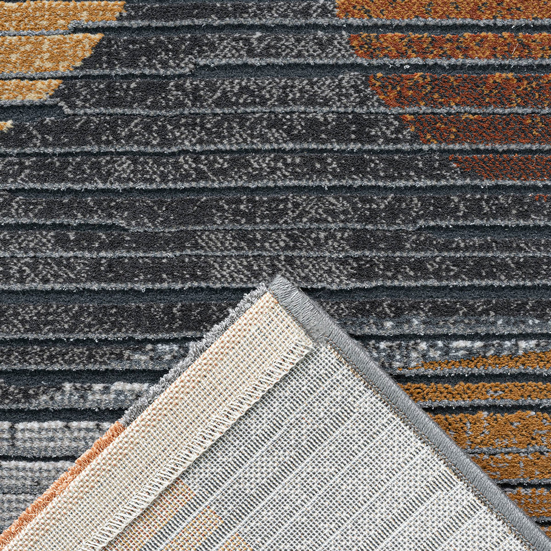 Релефен Килим Каньон Оранжеви Фигури Сиво Стандартен / 133х195 см