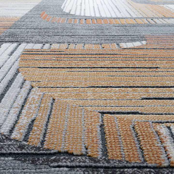 Релефен Килим Каньон Оранжеви Фигури Сиво Стандартен / 133х195 см