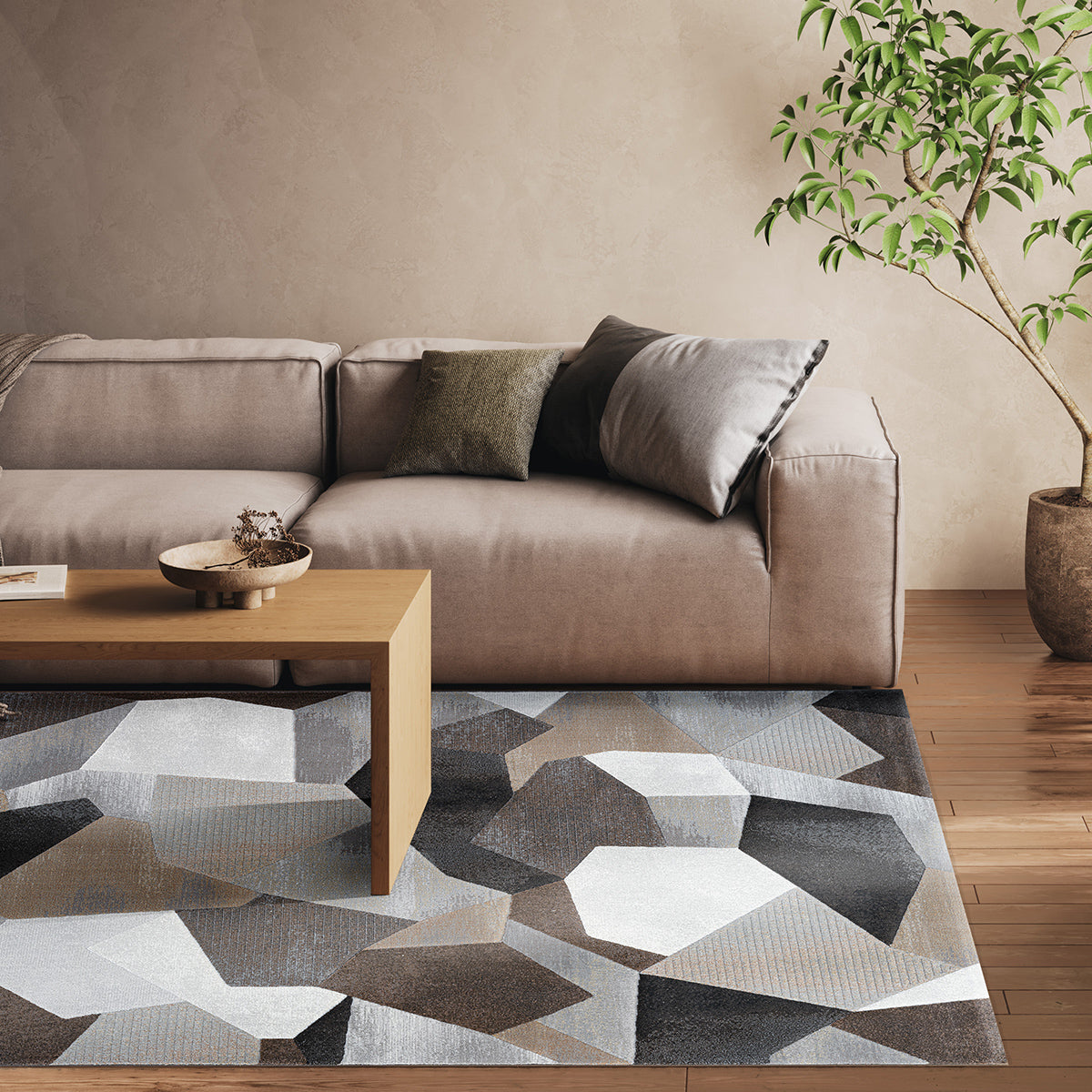 Релефен Килим Аргентум 3D фигури Кафяво Стандартен / 200х290