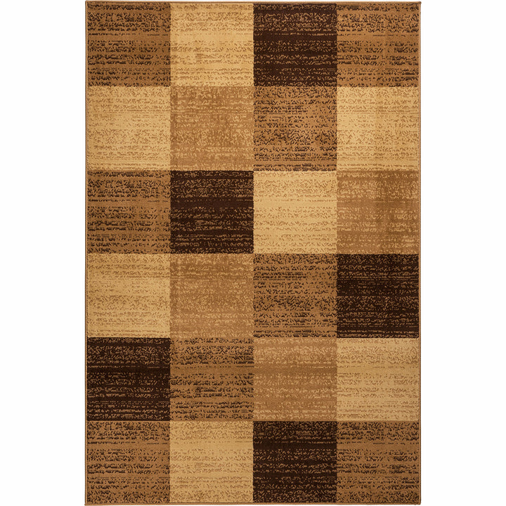 Бюджетен Килим Lanu Квадрати Бежово Стандартен / 100х150 см