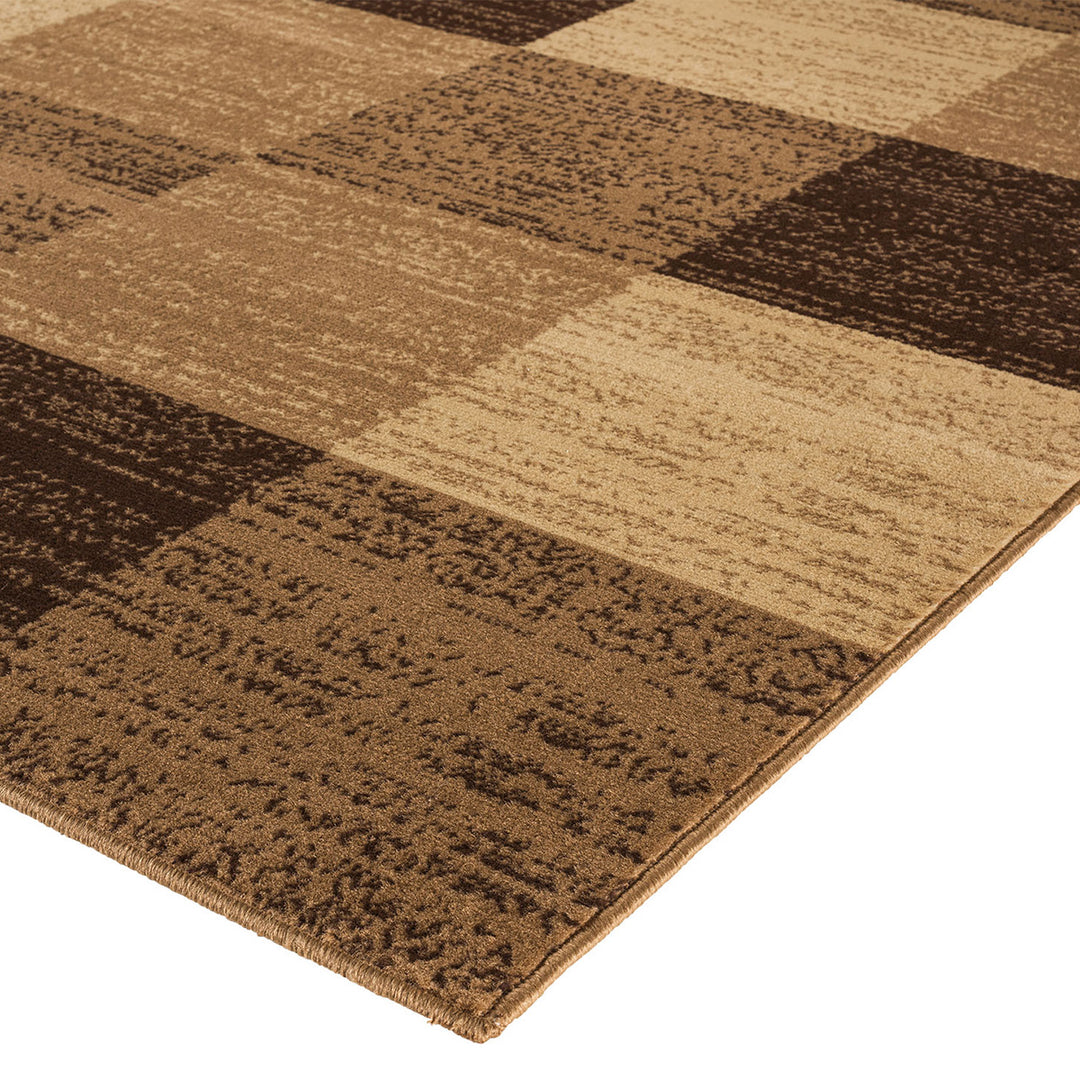 Бюджетен Килим Lanu Квадрати Бежово Стандартен / 100х150 см