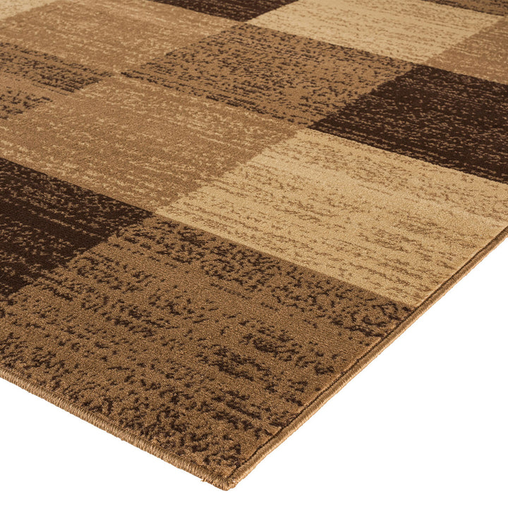 Бюджетен Килим Lanu Квадрати Бежово Стандартен / 100х150 см