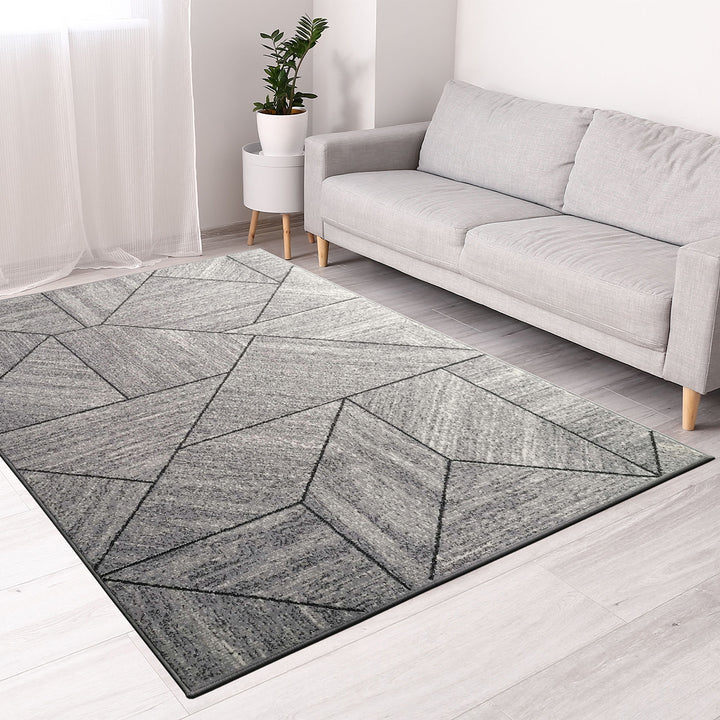 Бюджетен Килим Lanu Геометрични форми Сиво Стандартен / 100х150 см