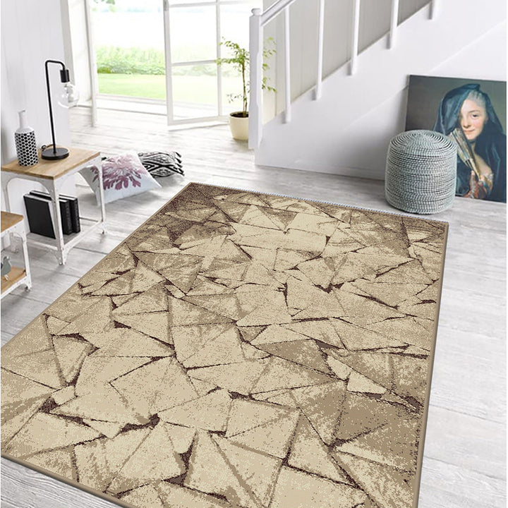 Бюджетен Килим Lanu Винтидж Триъгълници Бежово Стандартен / 100х150 см