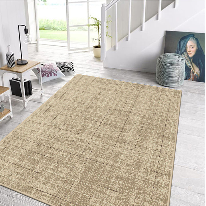 Бюджетен Килим Lanu Резки Бежово Стандартен / 100х150 см