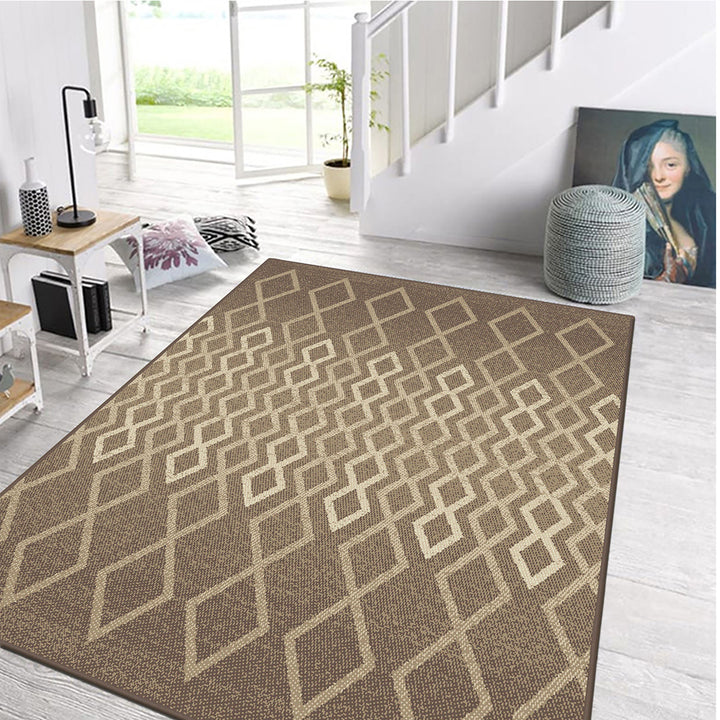 Бюджетен Килим Lanu Бежови Ромбове Кафяво Стандартен / 100х150 см
