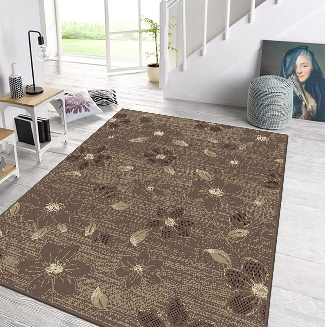 Бюджетен Килим Lanu Цветя Кафяво Стандартен / 100х150 см