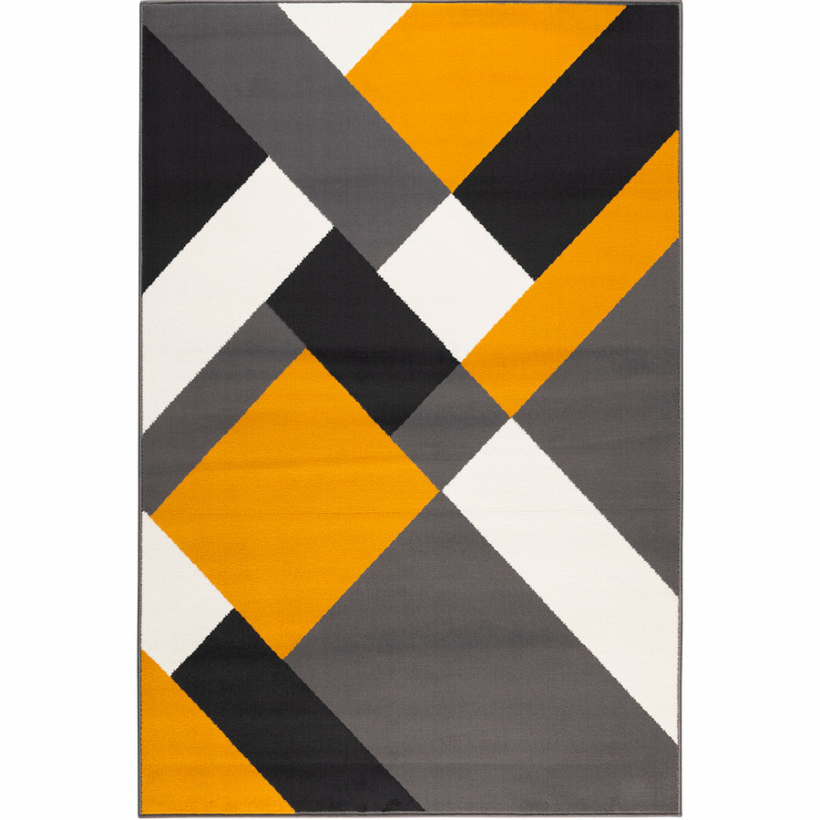 Бюджетен Килим Lanu Диагонали Сиво-жълто Стандартен / 100х150 см