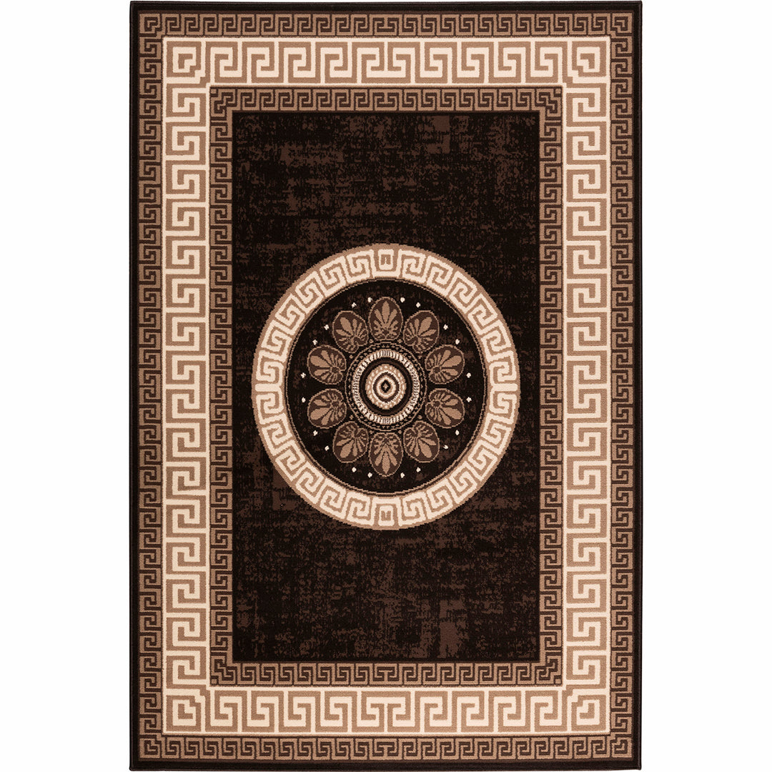 Бюджетен Килим Lanu Меандър рамка Кафяво Стандартен / 100х150 см
